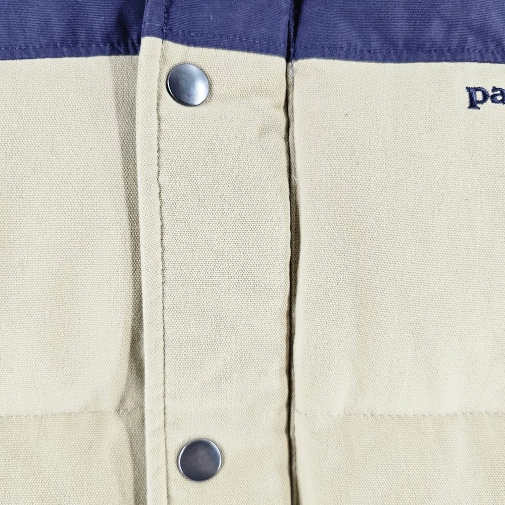 Patagonia Bivy Down Vest Mens XXL Tan Navy Blue t Puffer 27585FA13 - Picture 5 of 10